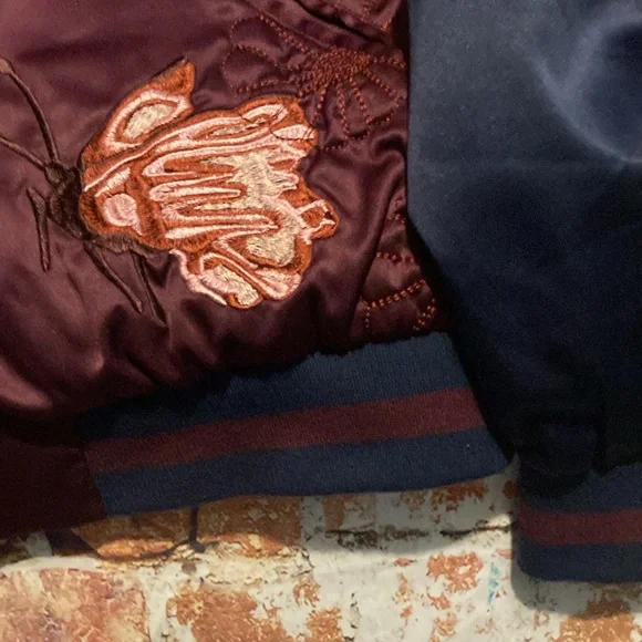 Max Studio Groovy Monkey Embroidered Bomber Jacket Sz Med - Picture 6 of 15